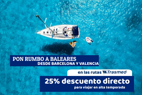 Pon rumbo a Baleares con Trasmed con un 25% de descuento. ¡En alta temporada!
